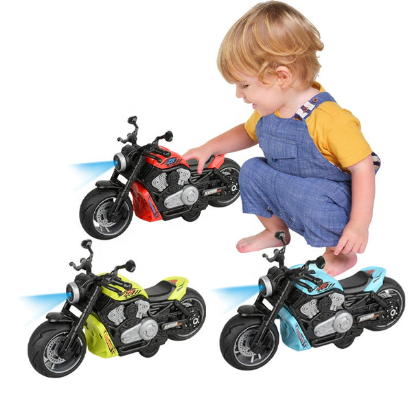 Mini Plastic Motorcycle Model Light Sound Effect Pull Back Friction Toy Vehicle